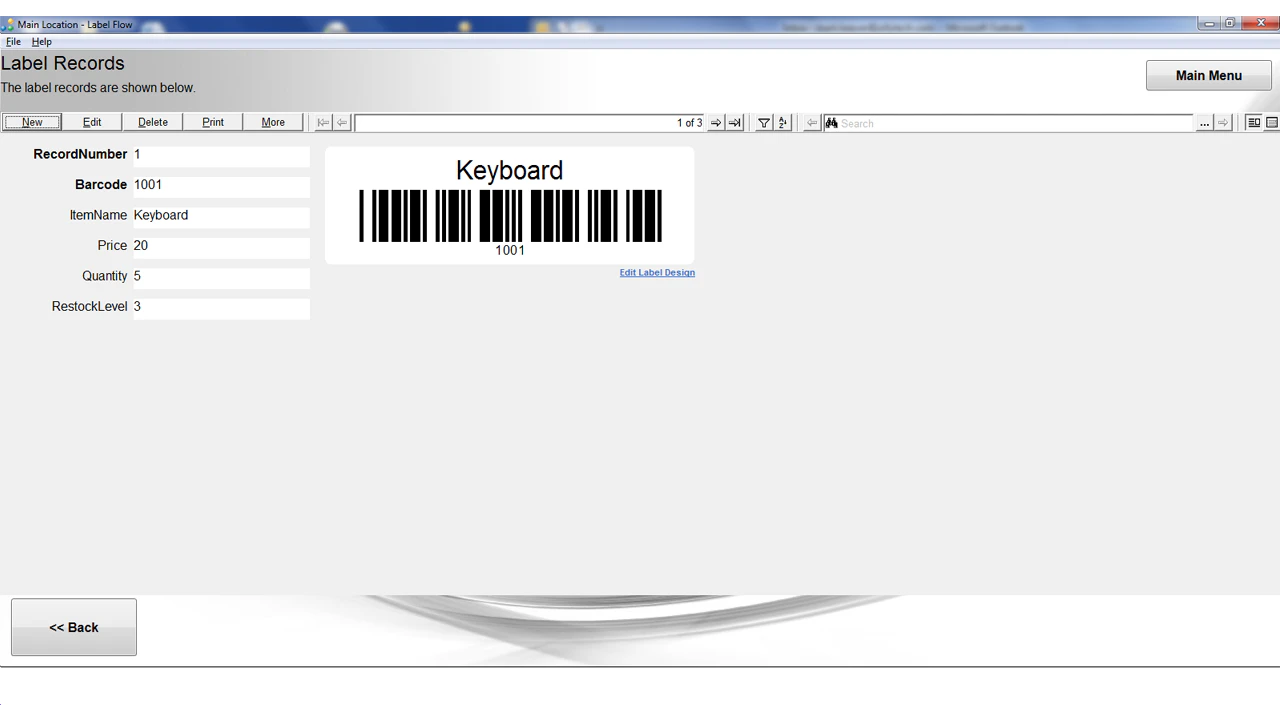 screenshot of Label Flow